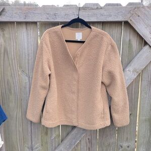 Joie Oversized Teddy Bear Sherpa Knit Contemporary Snap Front Shirt Jacket